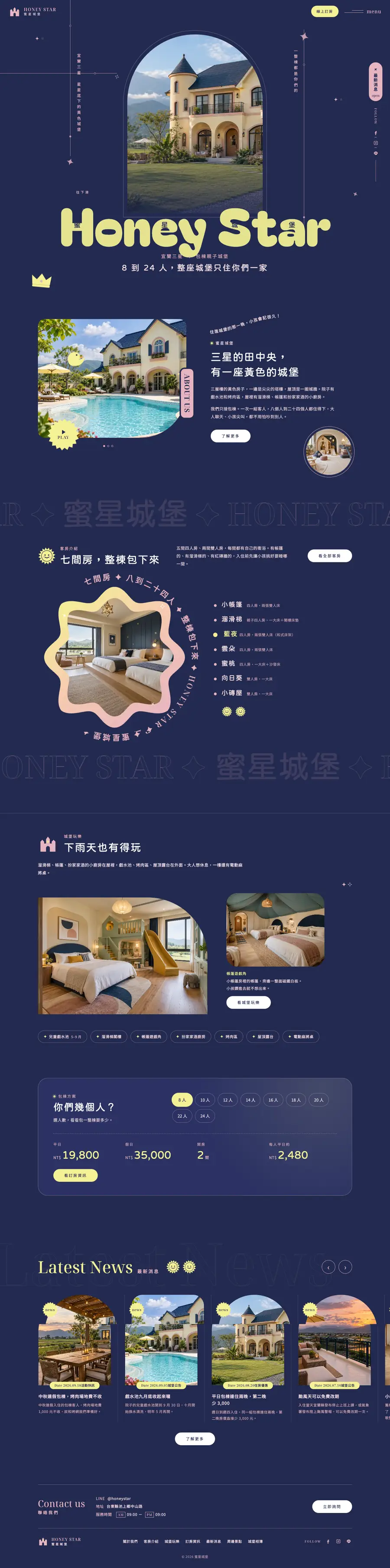 蜜星城堡網站首頁整頁截圖